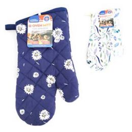 72 pieces 12" Cotton Oven Mitten Printed - Oven Mits & Pot Holders