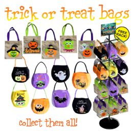 100 pieces 100pc Trick Or Treat Bags With Display - Halloween