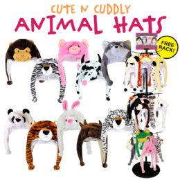 48 pieces Animal Head Hats 9 Assorted Styles 60 Pc Display Box - Winter Animal Hats