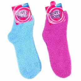 480 pieces Cozy Socks Size 9-11 Solid Colors - Womens Fuzzy Socks