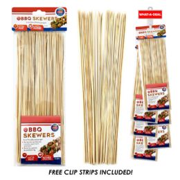 36 pieces 36pcs 100 Pc Bamboo Skewers 11.8" Each  With 3 Clip Strips - BBQ supplies