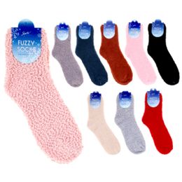 240 pieces Cozy Fuzzy Socks - 9 Assorted Colors - Womens Fuzzy Socks