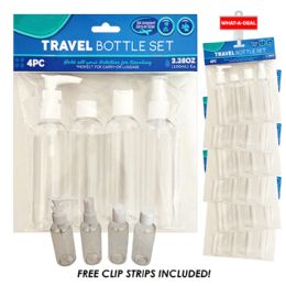 36 pieces 36pcs 4 Pc Travel Bottle Set  With 3 Clip Strips - Travel & Luggage Items