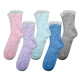 360 pieces Ladies Solid Color Cozy Socks - Womens Fuzzy Socks