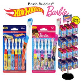 144 pieces 144pc 6 Pack Barbie & Hot Wheels Toothbrush Display - Toothbrushes and Toothpaste