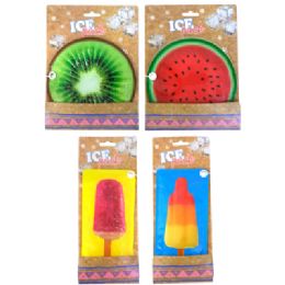 36 pieces Ice Pack 4ast 2 Round Fruit/2 Rect Ice Pop Tie On Card - Freezer Items