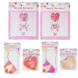 36 pieces Valentine Hanging Decor Asst Banner/ Honeycomb/ Hanging - Valentine Decorations