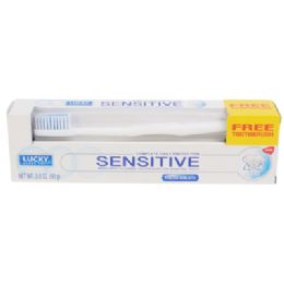 12 pieces Toothpaste W/brush 3.5oz Sensitive Boxed Lucky - Toothbrushes and Toothpaste