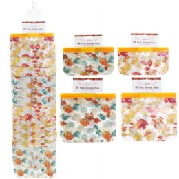 24 pieces Food Storage Bag Reusable Harvest 2pc Small/1pc Large 2 Ast Designs Mdsg Strip/hdr - Storage & Organization