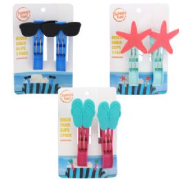 24 pieces Beach Chair Towel Clips 2 Pk 3 Asst - Clothes Pins