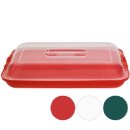 24 of Christmas Pastry Tray 3 Ast Colors With Locking Cover