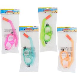 12 Wholesale Snorkel 13in & Mask Set Child 4ast Colors Pbh Ages 6+