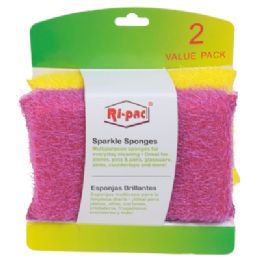 36 pieces Sponges 2pk Sparkle Yellow/pink RI-Pac - Scouring Pads & Sponges