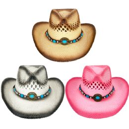 24 of Breathable Raffia Straw Cowboy Hat
