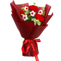 12 of Crochet Red Rose And Puff Flower Valentines Bouquet