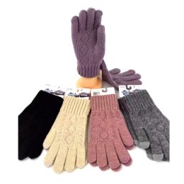 48 Pieces Ladies' Knit Gloves - Fuzzy Gloves