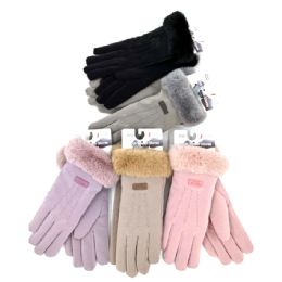 24 Pieces Ladies' Fur Touchscreen Gloves - Fuzzy Gloves