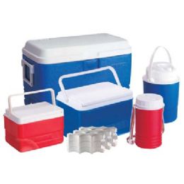 Pride Cooler Set 5 Pc Set 11.75 Gl Cooler / 3.75 Gl Cooler / 1.6 Gl Cooler / 0.65 Gl Jug / 0.35 Gl Jug / 3 Ice Packs - Cooler & Lunch Bags