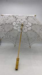 50 of Floral Lace Parasol, Wooden Handle 24inch