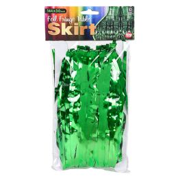 48 Wholesale Green Metallic Fringe Table Skirt 144"x30"
