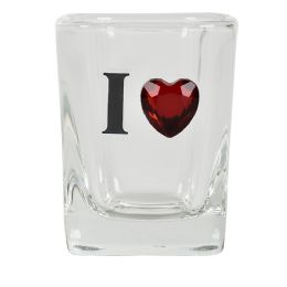 144 Wholesale I Heart Diamond Clear Square Shot Glass