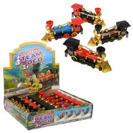96 of 7" DiE-Cast Pull Back Locomotive With Metallic Accent