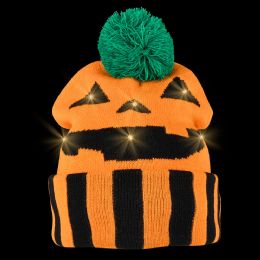 36 pieces LighT-Up Jack O Lantern Beanie Hat - Halloween