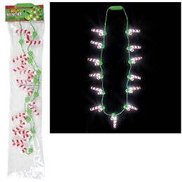 48 pieces LighT-Up Candy Cane Necklace 25" - Necklace