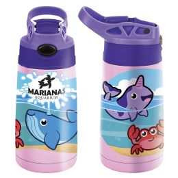24 pieces 12oz Pink Aquatic PoP-Straw Double Wall Ss Sipper - Drinking Water Bottle