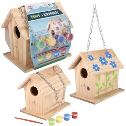 12 pieces Paint A Bird House 6" - Craft Kits