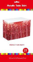 60 of Red Metallic Plastic Table Skirt 30in X 14ft