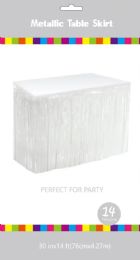 60 of White Metallic Plastic Table Skirt 30in X 14ft