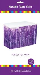 60 of Purple Metallic Plastic Table Skirt 30in X 14ft