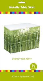 60 of Lime Green Metallic Plastic Table Skirt 30in X 14ft