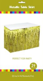 60 of Gold Metallic Plastic Table Skirt 30in X 14ft