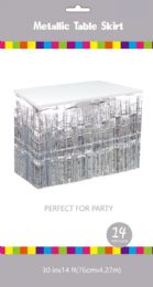 60 of Silver Metallic Plastic Table Skirt 30in X 14ft