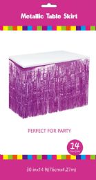 60 of Fuchsia Metallic Plastic Table Skirt 30in X 14ft