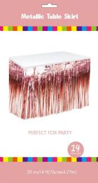 60 of Rose Gold Metallic Plastic Table Skirt 30in X14ft