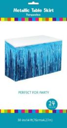 60 of Turquoise Metallic Plastic Table Skirt 30in X14ft