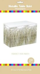 60 of Champagne Metallic Plastic Table Skirt 30in X14ft