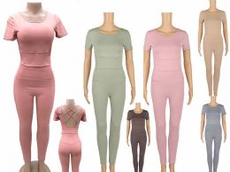 36 Wholesale Women's Crop Top And Leggings Set