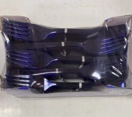 24 Packs Royal Blue Plastic Premium Forks 50pcs - Disposable Cutlery