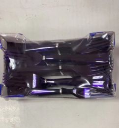 24 Packs Purple Plastic Premium Forks 50pcs - Disposable Cutlery