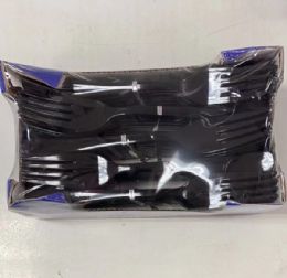 24 Packs Black Plastic Premium Forks 50pcs - Disposable Cutlery