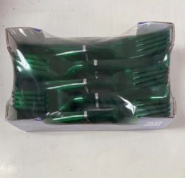 24 Packs Green Plastic Premium Forks 50pcs - Disposable Cutlery