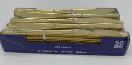 24 Packs Gold Plastic Premium Knives 50pcs - Disposable Cutlery