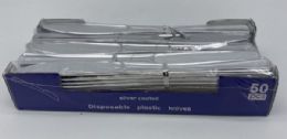 24 Packs Silver Plastic Premium Knives 50pcs - Disposable Cutlery