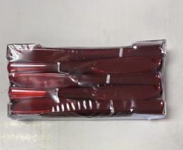 24 Packs Red Plastic Premium Knives 50pcs - Disposable Cutlery