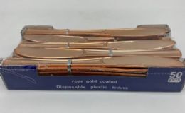 24 Packs Rose Gold Plastic Premium Knives 50pcs - Disposable Cutlery