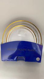 8 Packs Gold Plastic Premium Plates 50pcs - Disposable Plates & Bowls